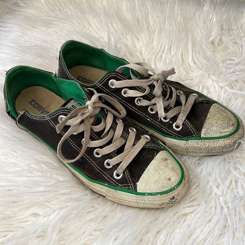 Well worn Japanese converse with green accent